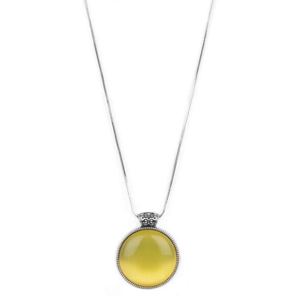 Paparazzi Jewelry Accessories - Look Into My Aura - Yellow Necklace - Vintage - Picture 2 of 6